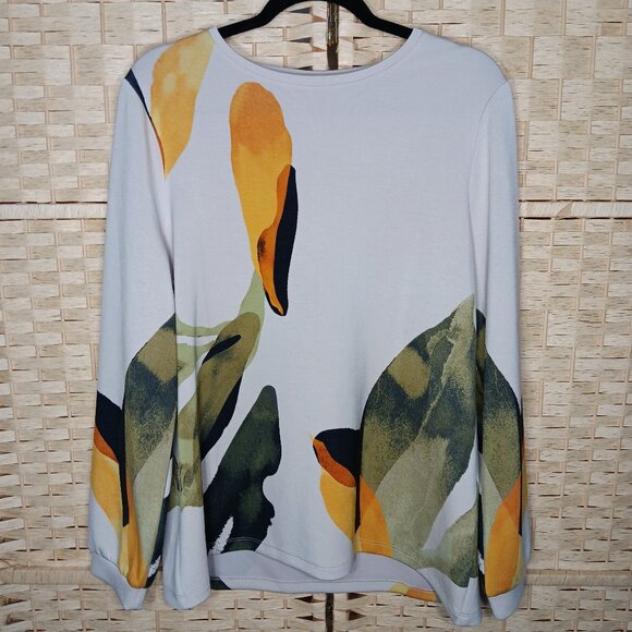 Two Chico's Tops Tropical Long 3/4 Sleeve Pima Cotton Modal Blends 12 - Picture 2 of 13